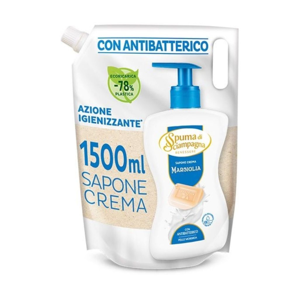 SPUMA DI SCIAMPAGNA – Sapone Liquido Ricarica Marsiglia  – 1500 Ml