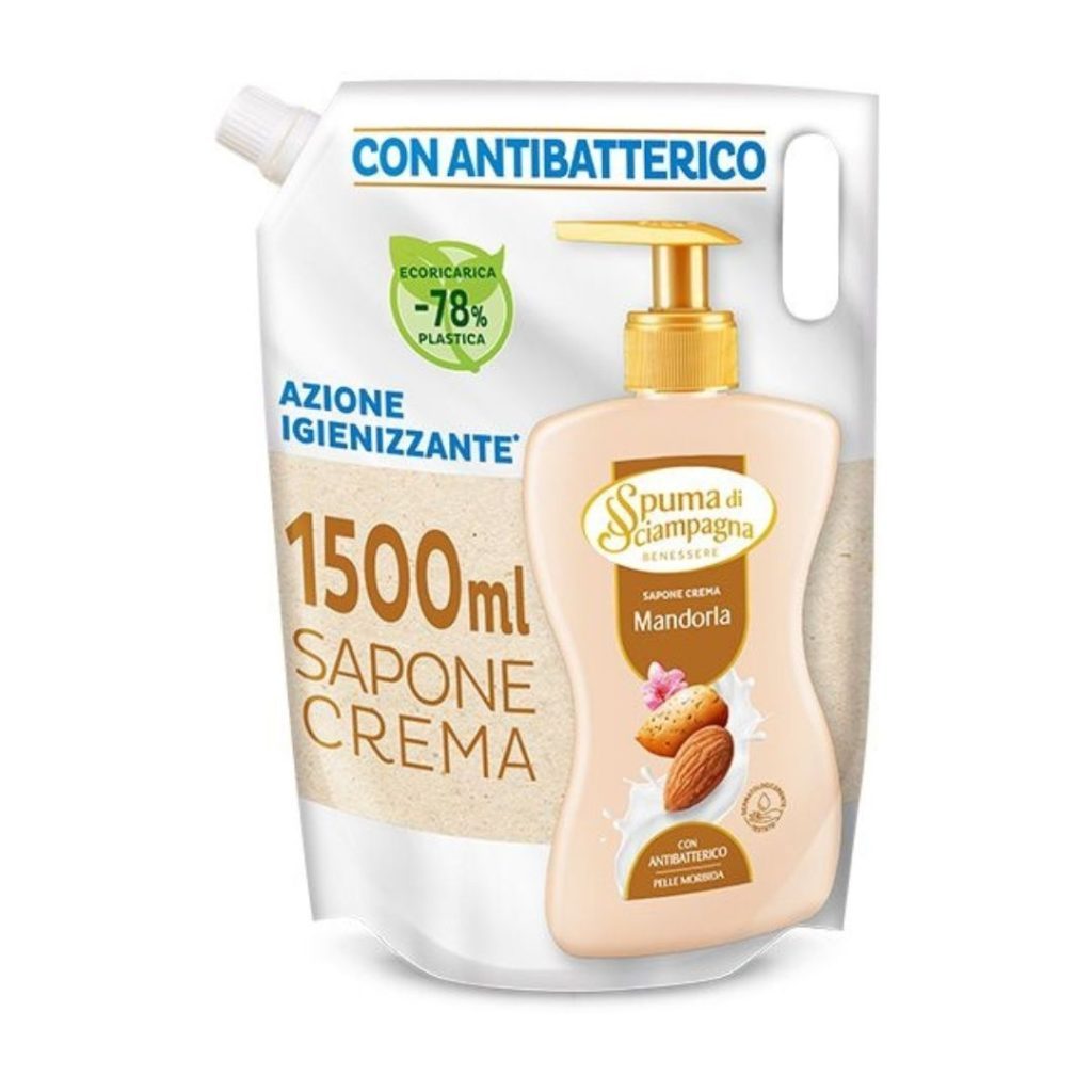 SPUMA DI SCIAMPAGNA – Sapone Liquido Ricarica Mandorla  – 1500 Ml