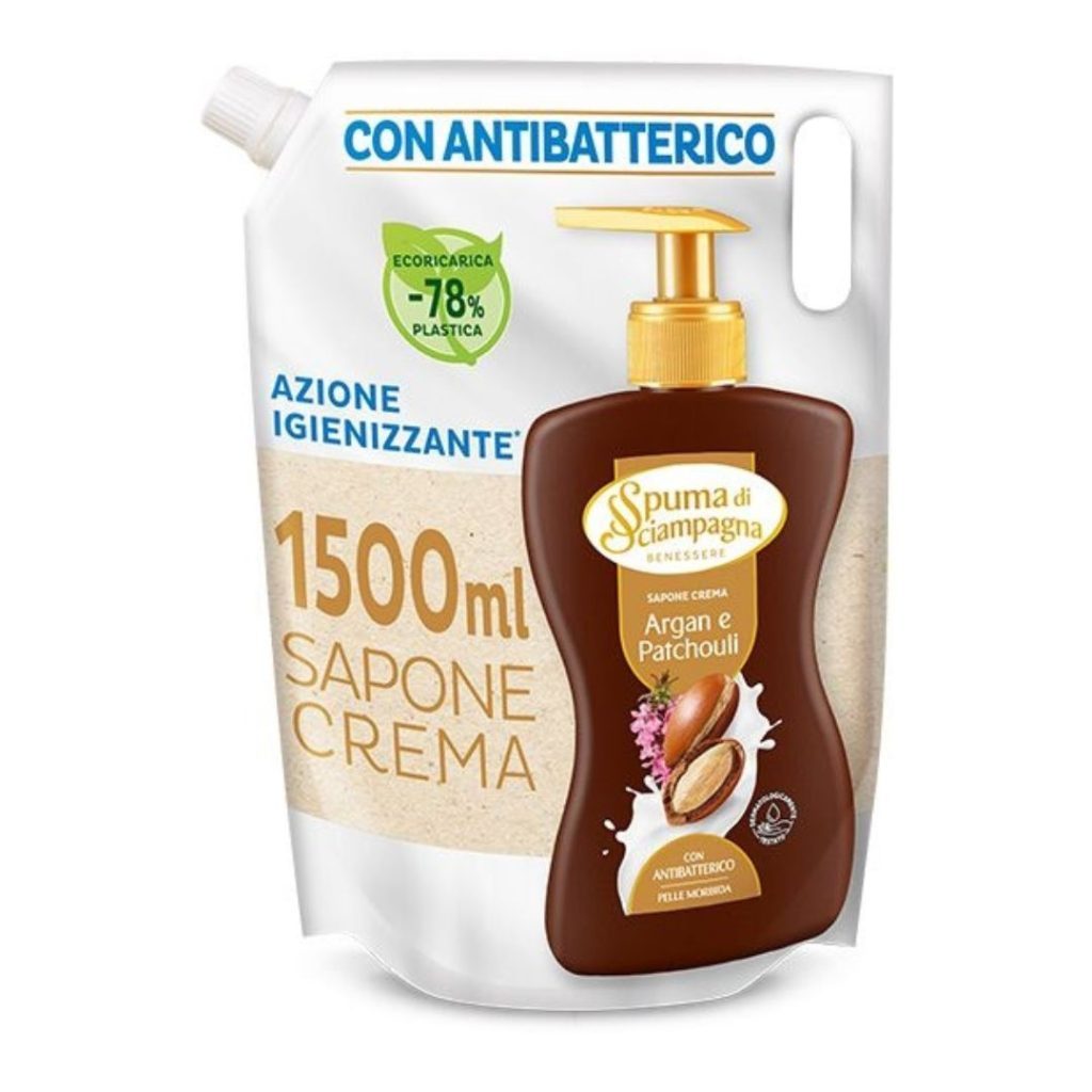 SPUMA DI SCIAMPAGNA – Sapone Liquido Ricarica Argan  – 1500 Ml