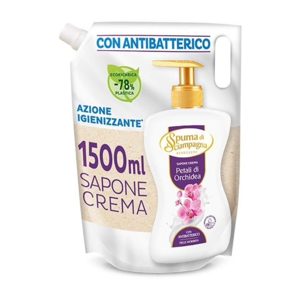 SPUMA DI SCIAMPAGNA – Sapone Liquido Ricarica Orchidea E Ametista  – 1500 Ml