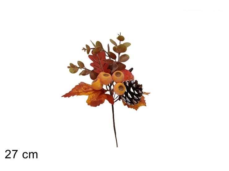 DECORAZIONE HALLOWEEN – Spillone Con Zucca E Pigna 27 Cm