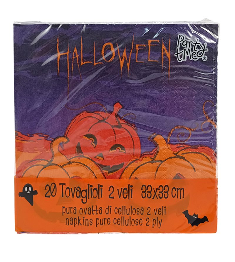 DECORAZIONE HALLOWEEN – Tovaglioli 2 Veli 33X33Cm 20Pz 3 Fantasie Assortite