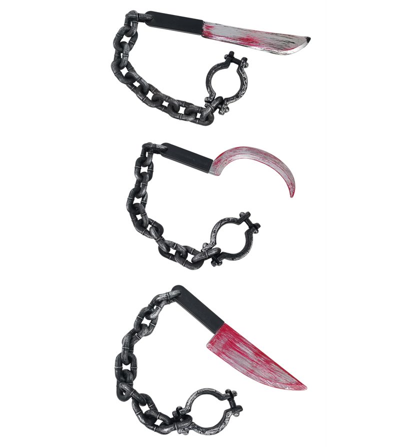 ACCESSORI HALLOWEEN – Coltello In Plastica Con Catena 3 Modelli