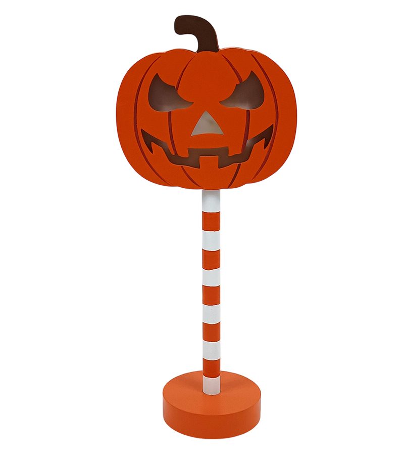 DECORAZIONE HALLOWEEN – Decorazione Zucca In Legno Con Luce