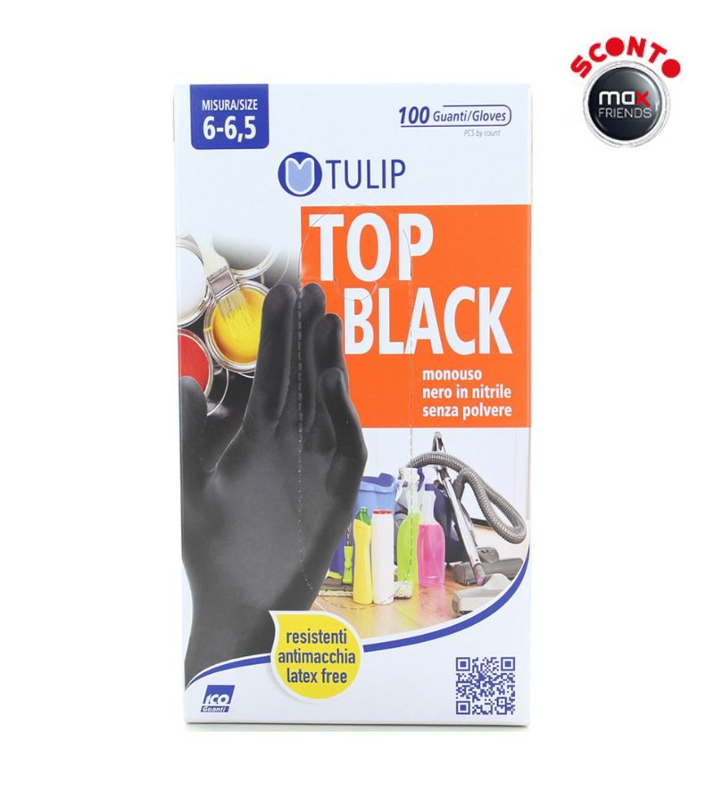 TULIP – Guanti In Nitrile Nero Small – 100 Pz