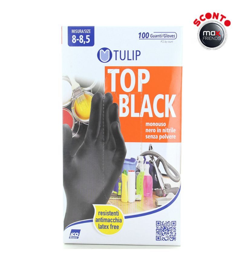 TULIP – Guanti In Nitrile Nero Large – 100 Pz
