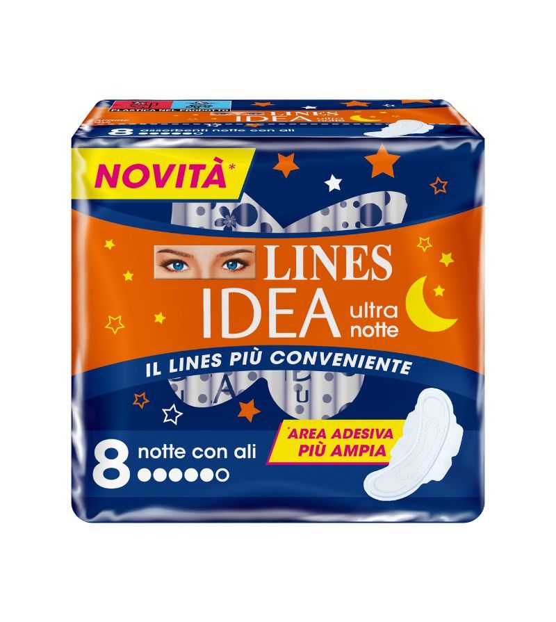 LINES IDEA – Assorbenti Ultra Notte Ali 8 Pz
