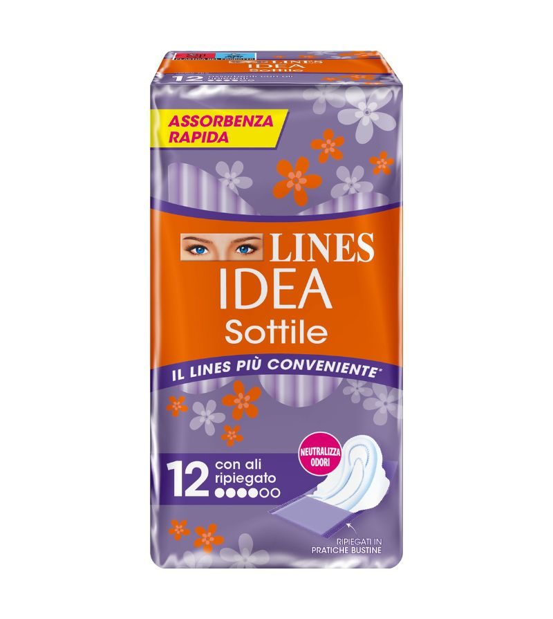 LINES IDEA – Assorbenti Sottili Con Ali 12 Pz