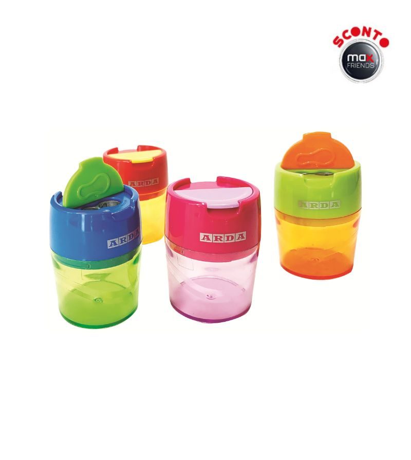 ARDA – Temperino Con 2 Fori E Contenitore – Colori Assortiti