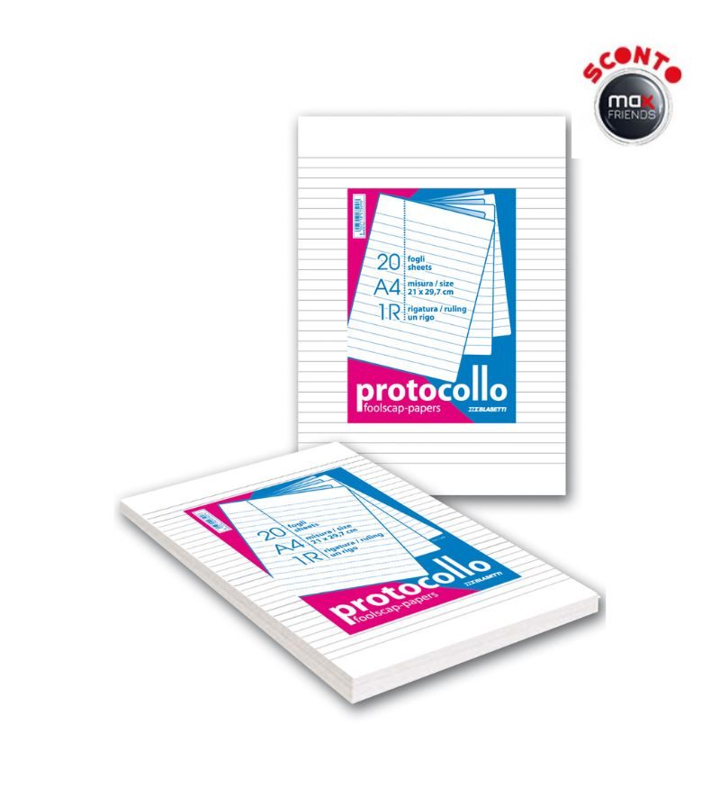 BLASETTI – Fogli Protocollo Rigature Assortite – Confezione Da 20 Pz