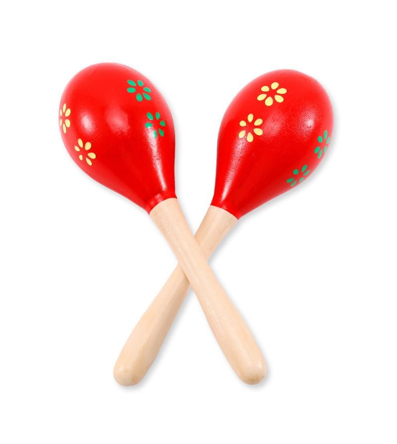 – Maracas In Legno Con Fiori – 20Cm