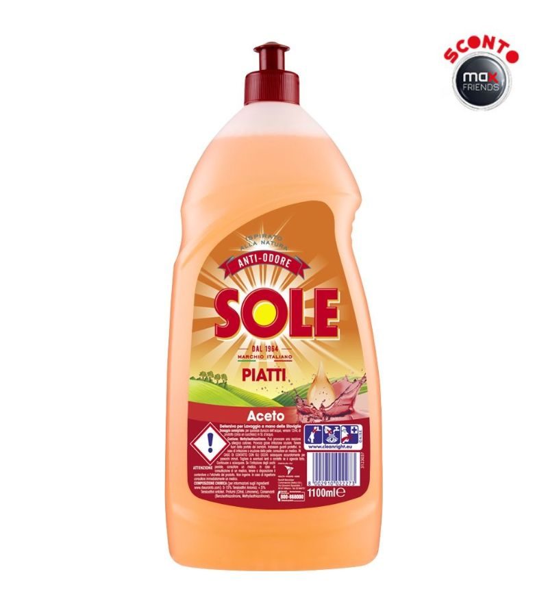 SOLE – Detersivo Piatti Aceto Odorstop – 1100Ml