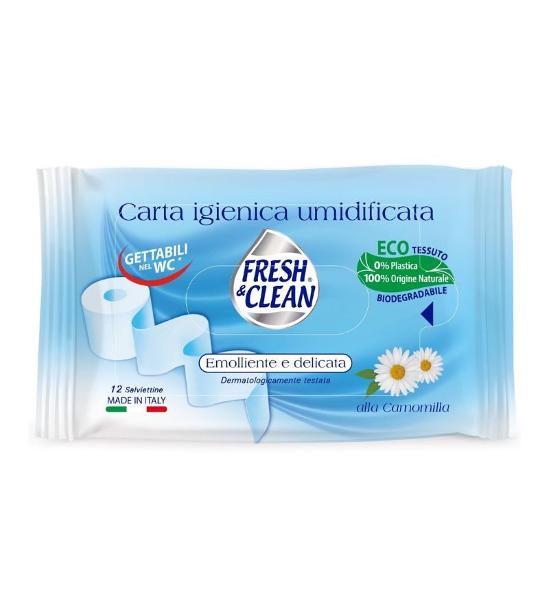 FRESH & CLEAN – Salviette Carta Igienica Umidificata – 12Pz