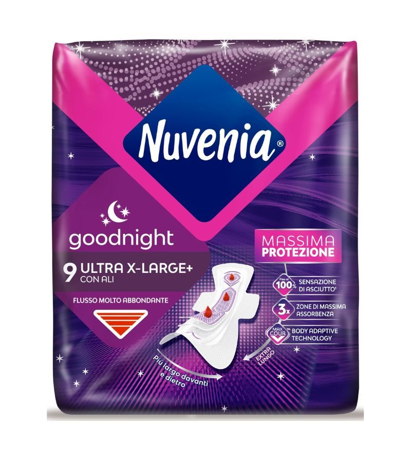 NUVENIA – Assorbenti Ultra Notte Xl Con Ali – 9Pz
