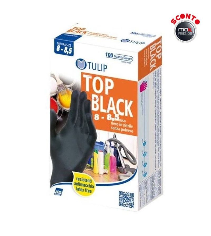TULIP – Guanti In Nitrile Nero Misura Grande – 100Pz