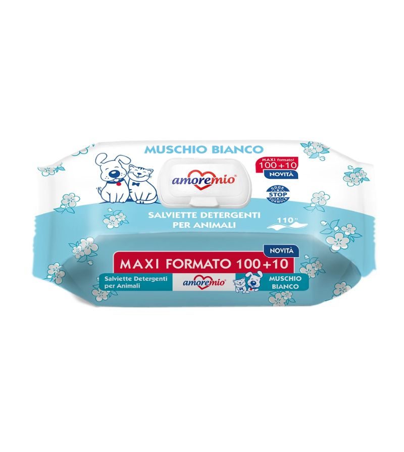 AMOREMIO – Salviette Animali Al Muschio Bianco – 110Pz