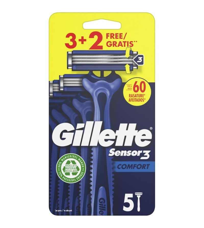 GILLETTE – Rasoio Sensor3 Comfort – 3+2Pz