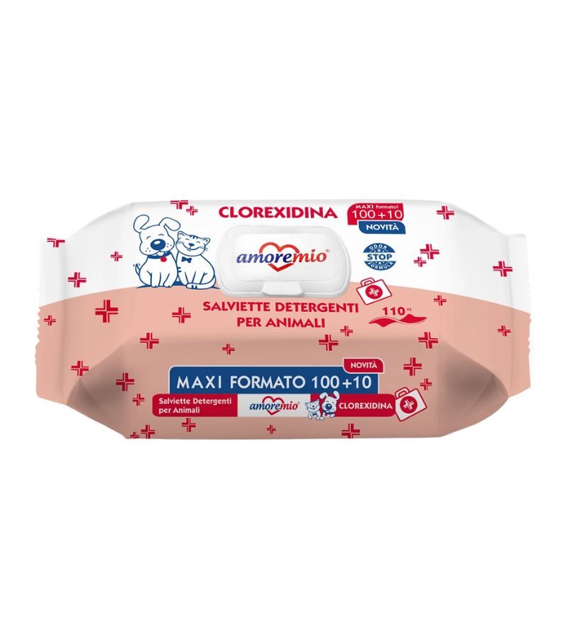 AMOREMIO – Salviette Animali Al Clorexidina – 110Pz