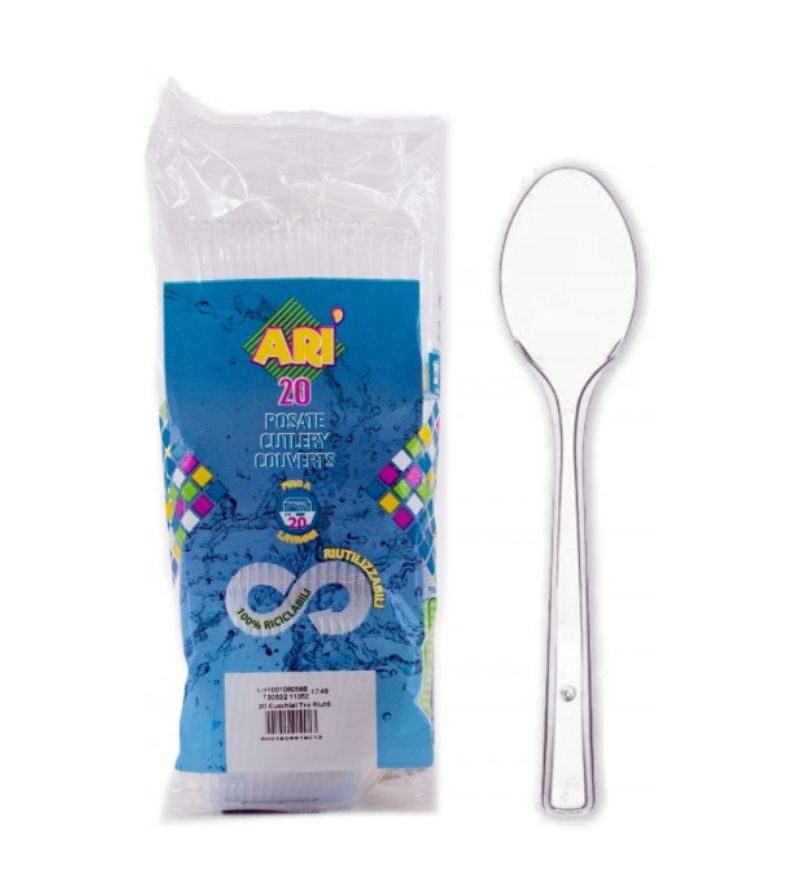 ARISTEA – Cucchiai Trasparenti Riutilizzabili – 20Pz