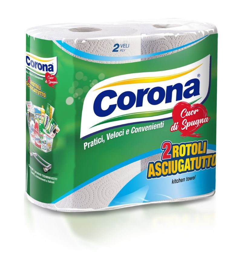 CORONA – Asciugatutto Cuor Di Spugna – 2 Rotoli