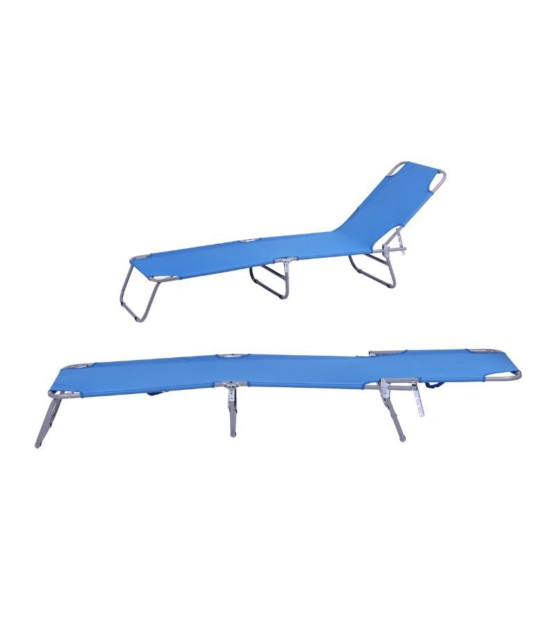 – Lettino Pieghevole Blu In Acciaio – 186X55X24Cm