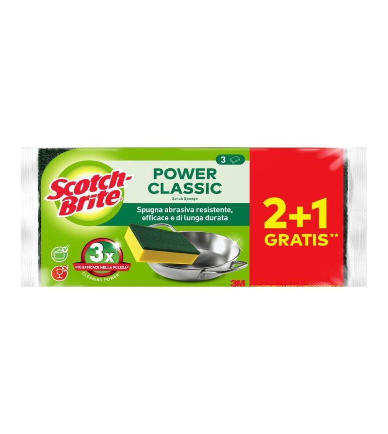 SCOTCH BRITE – Spugna Classica + Fibraverde – 3Pz