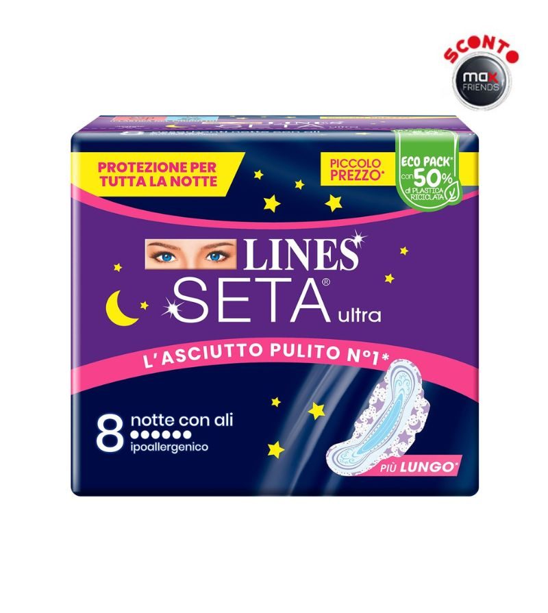LINES SETA ULTRA – Assorbenti Notte Con Ali – 8Pz