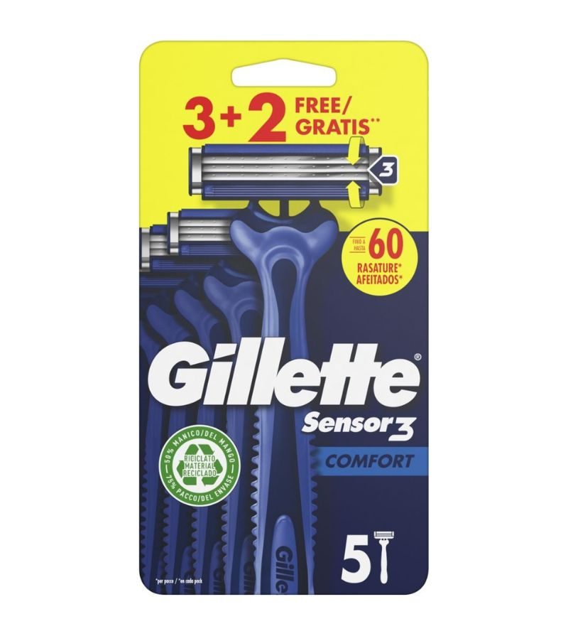 GILLETTE – Rasoio Usa E Getta Sensor3 Comfort – 3+2Pz
