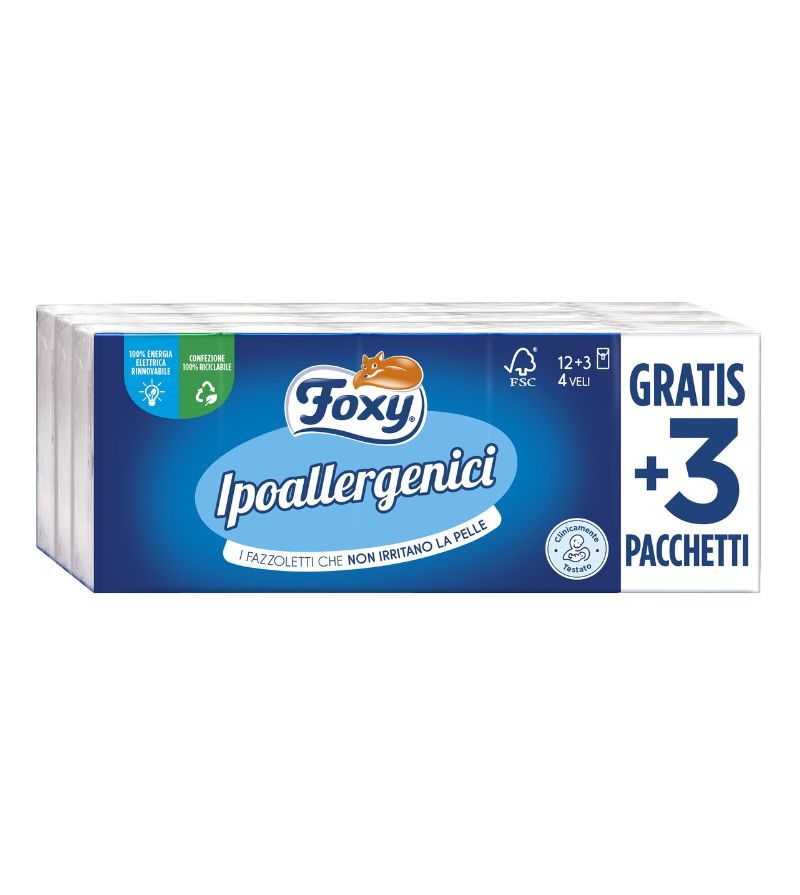 FOXY – Fazzoletti Ipoallergenici – 12+3Pz
