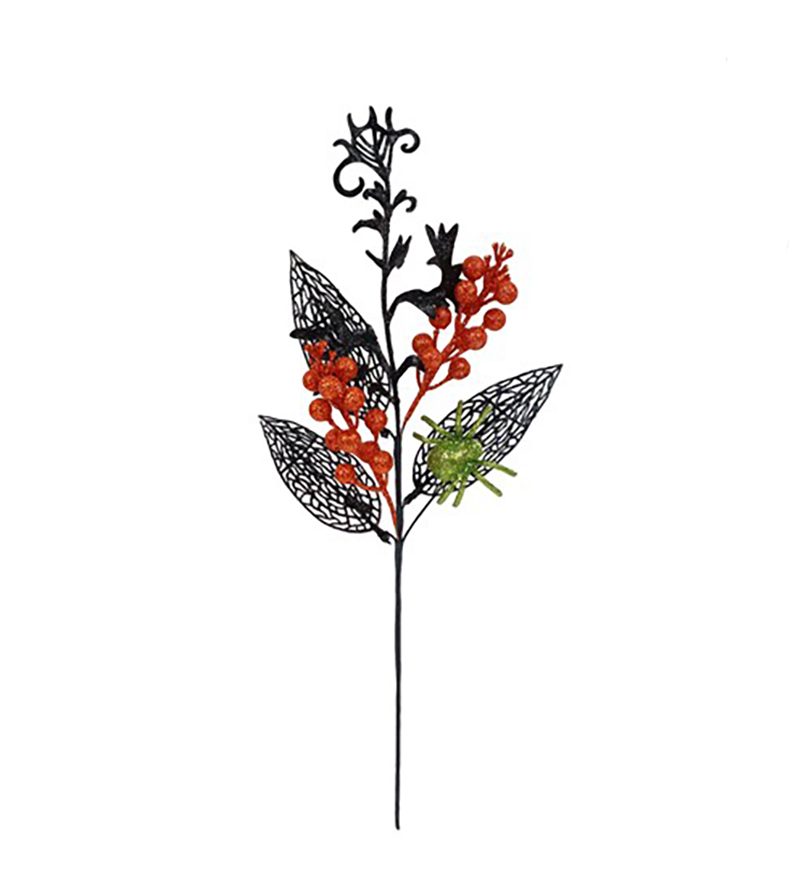 DECORAZIONE HALLOWEEN – Stelo Glitterato con Bacche 47 Cm