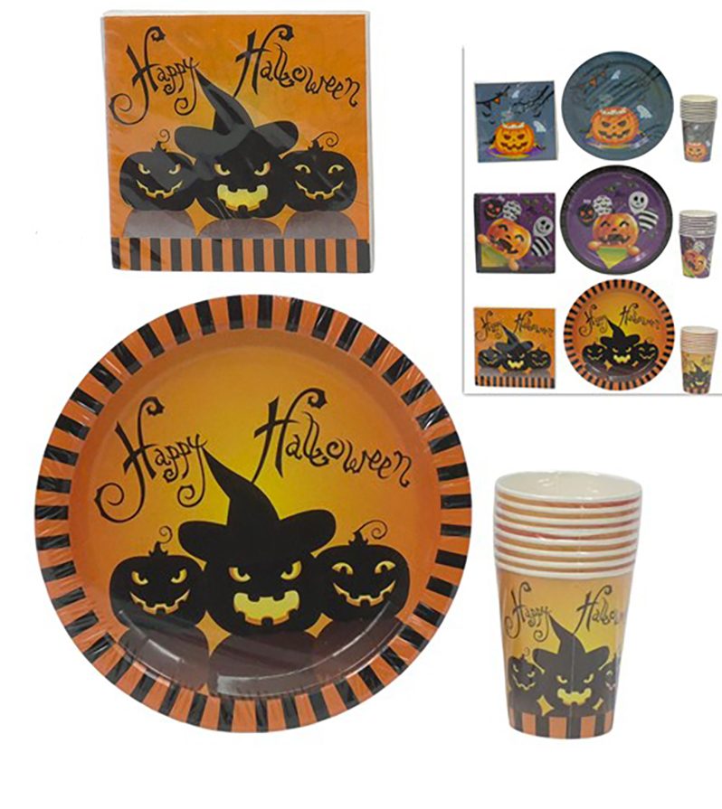 DECORAZIONE HALLOWEEN – Piatti Tovaglioli Bicchieri Assortiti