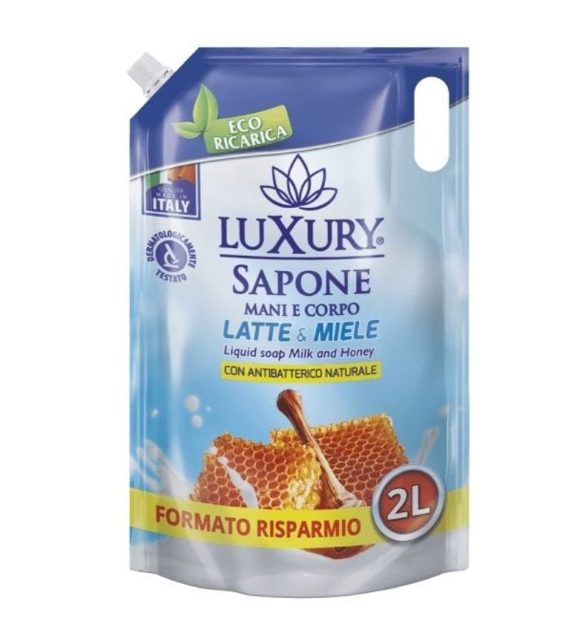 LUXURY – Sapone Liquido Ecoricarica Latte E Miele – 2Lt