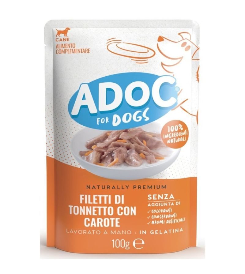 ADOC FOR DOGS – Filetti Di Tonnetto Con Carote In Gelatina – 100 Gr