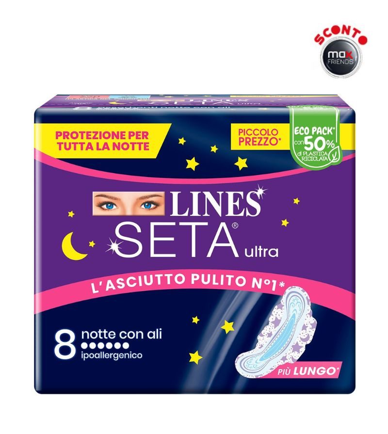 LINES SETA ULTRA – Assorbenti Con Ali Notte – 8Pz